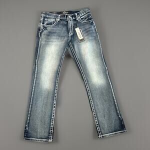 True Luck Mens Jean Strech 34x 32 Boot Cut Blue